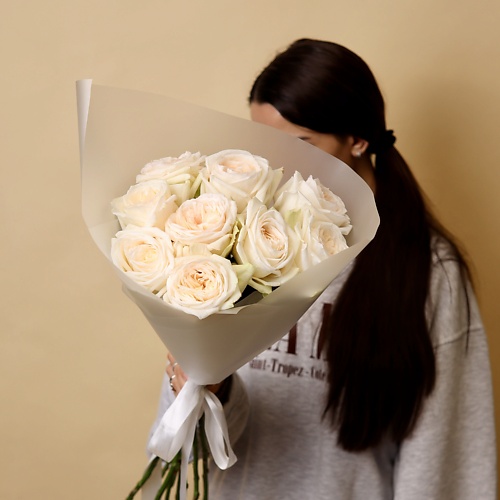 Букет живых цветов БУКЕТНЫЙ ДОМИК Моно-букет из 9 роз Охара